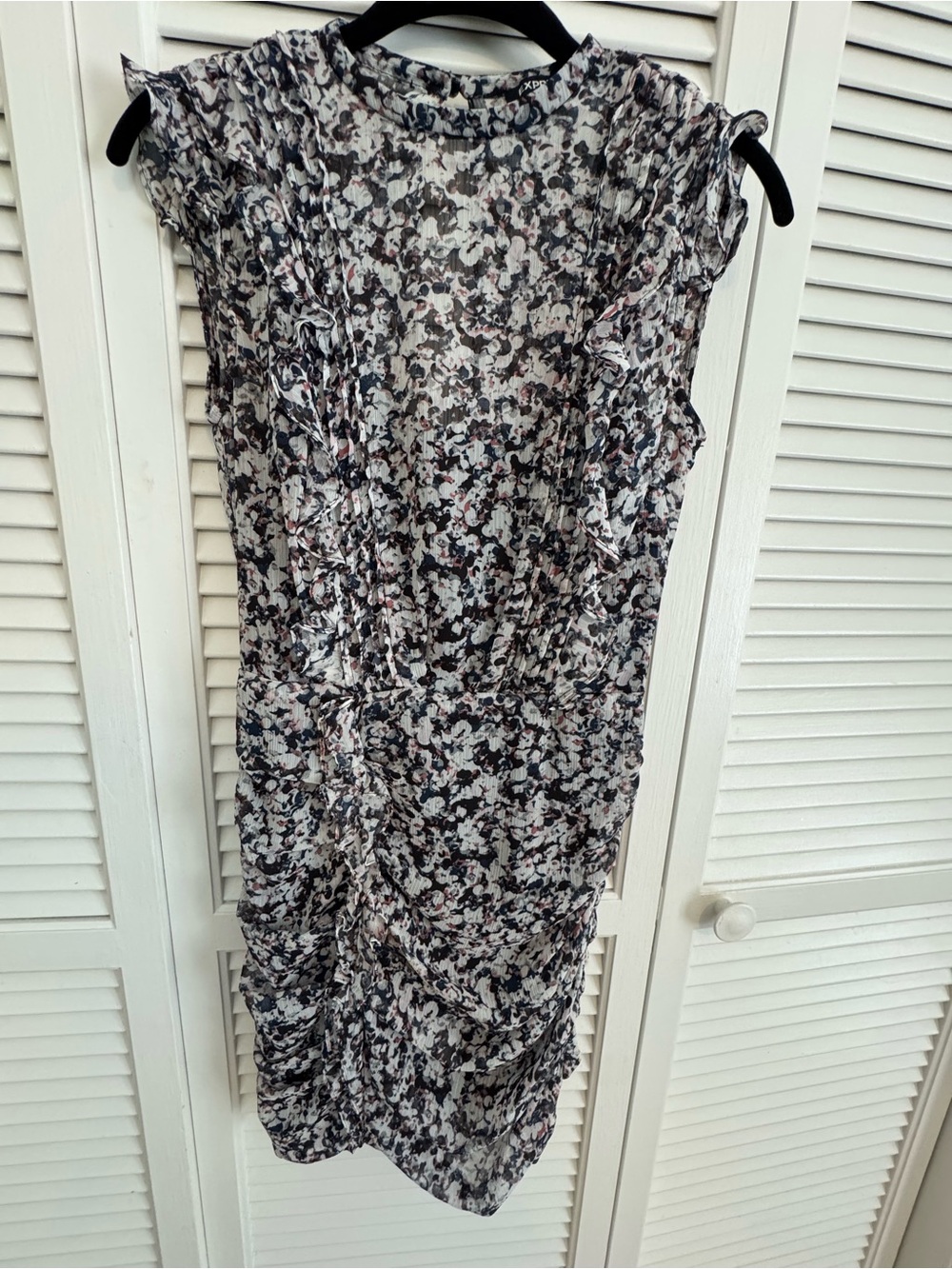 Express Floral Print Sleeveless Ruched Dress - Small